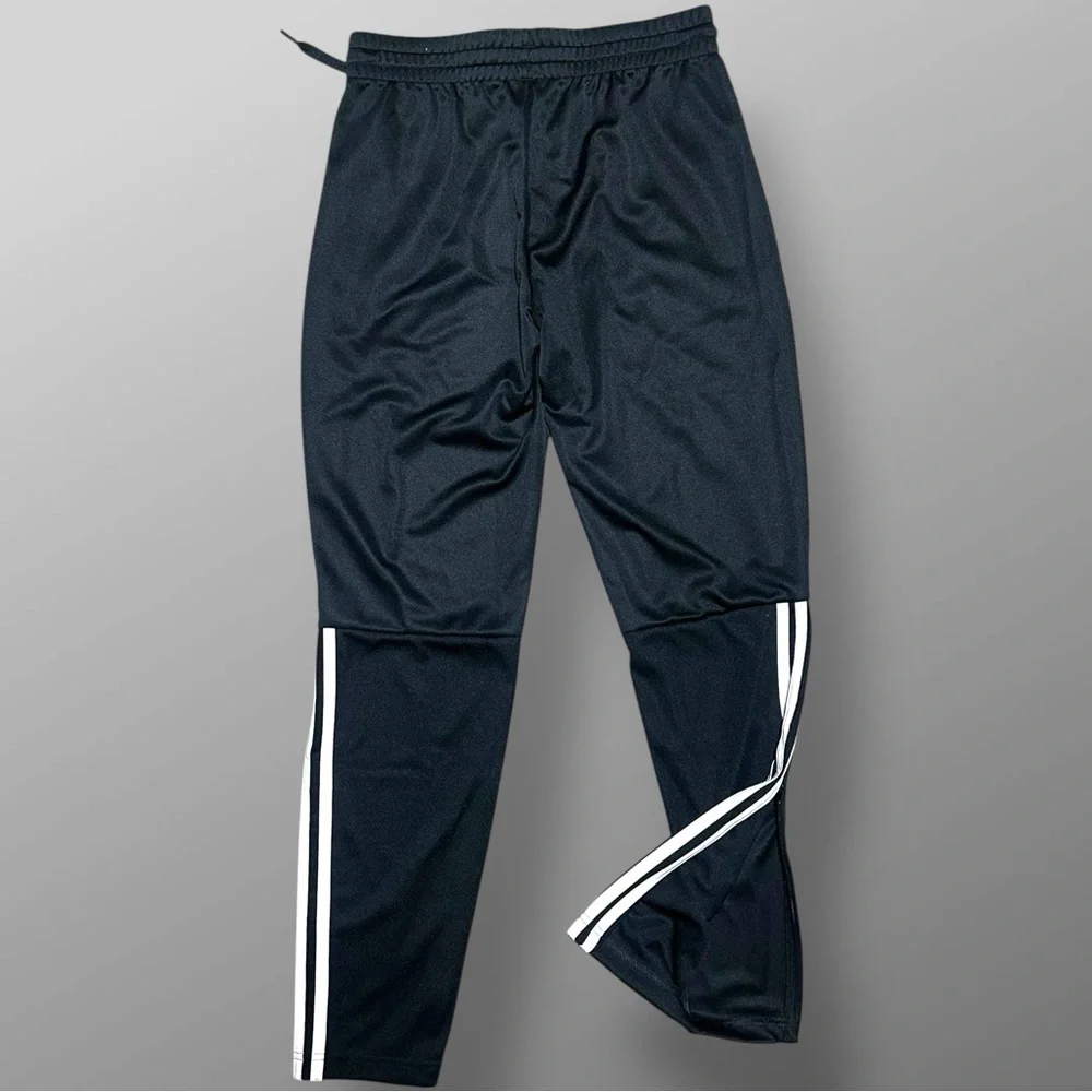 adidas Black Track Pants White Stripes Sz S NWT Sereno Joggers Zip Pockets logo - Picture 3 of 12